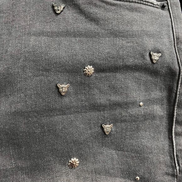 STS Blue Ashley High Rise Skinny Jeans Size 27 Faded Black Studded Raw Step-Hem - Picture 8 of 10